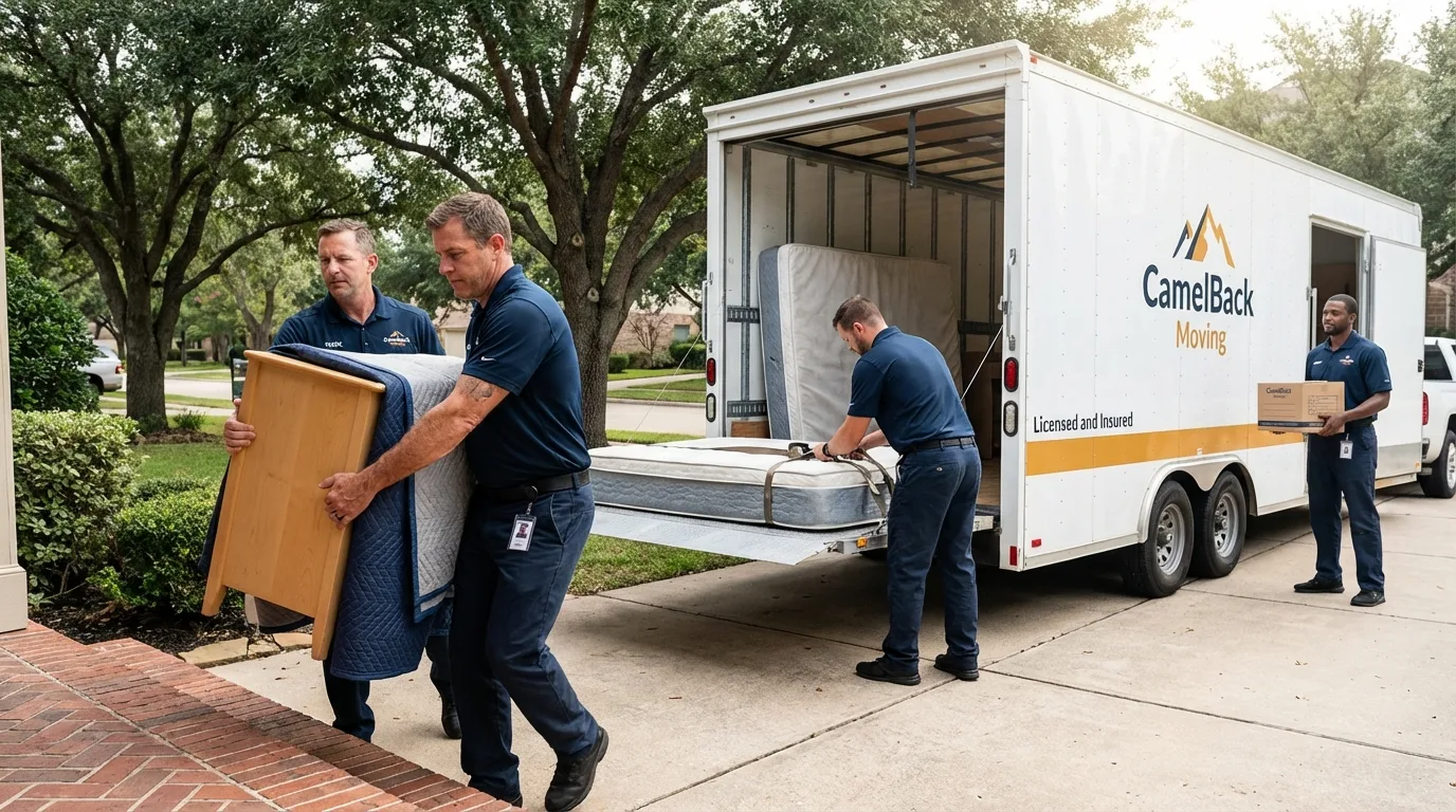 Crew loading residential truck for cross-state move from Waterford, PA